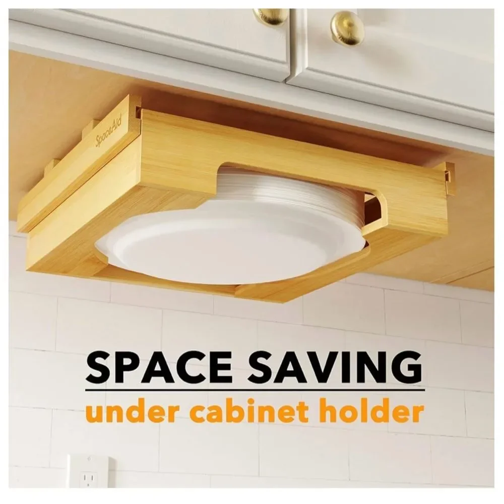 Bamboo‎ Plate Dispenser for Kitchen